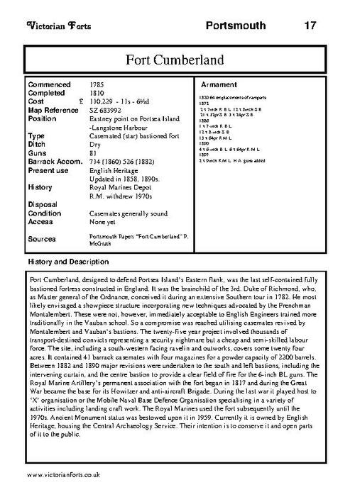 Fort Cumberland datasheet